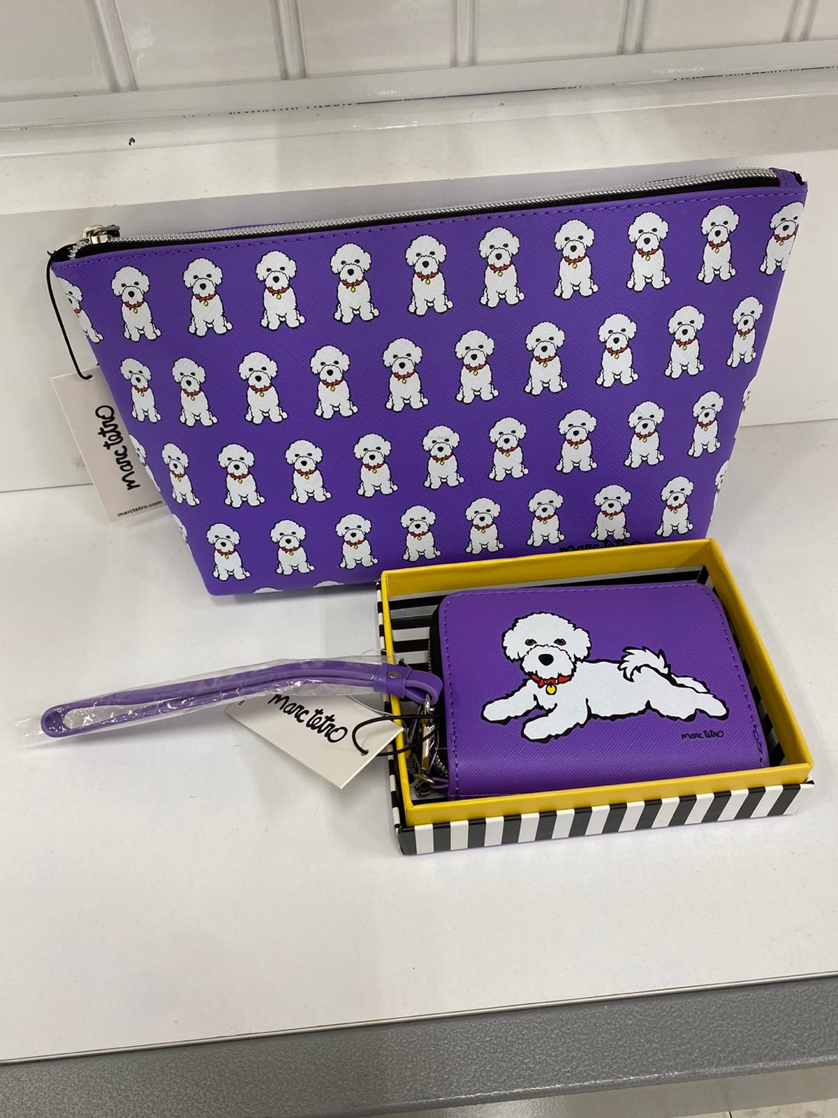 Marc Tetro Bichon Frise Large Cosmetics Bag and Wallet Set