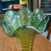 Imperial Glass Green Carnival Rippled Swung Vase