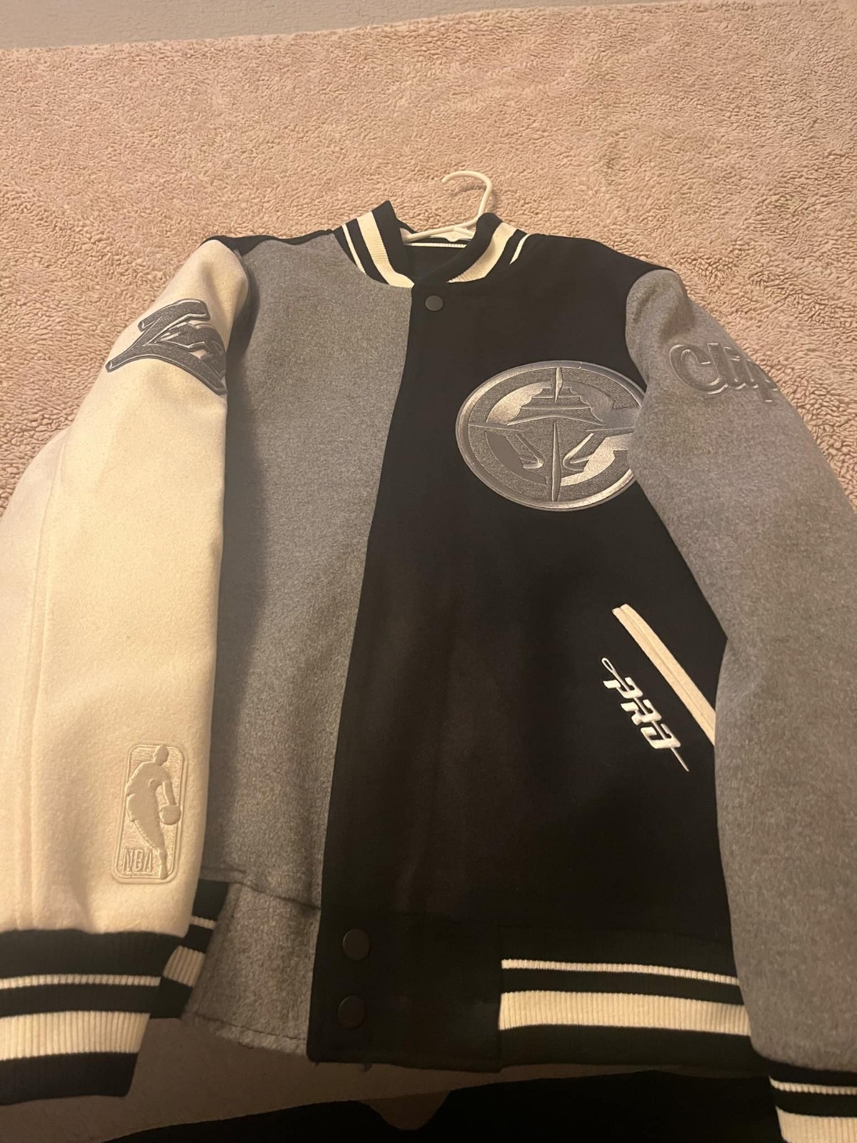 NBA BOSTON CELTICS REVERSE FRENCH TERRY MEN'S COLOR BLOCK WOOL VARSITY JACKET