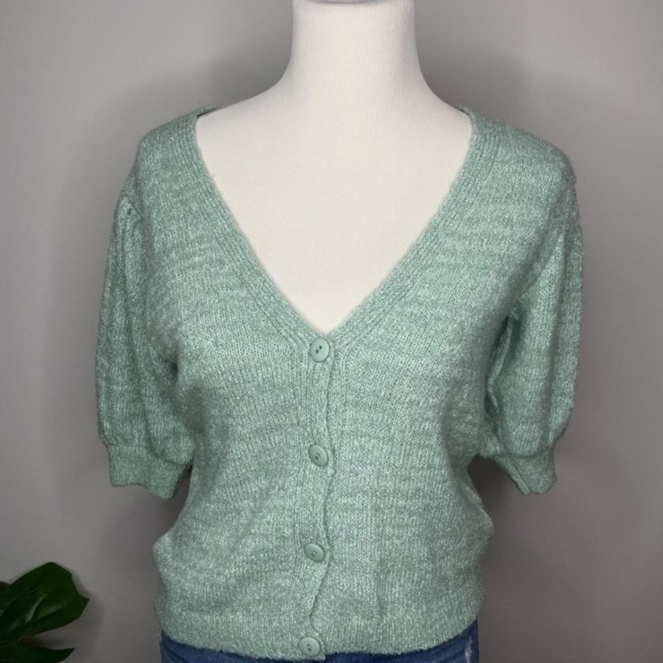 Asos Green Knit Cardigan Sweater US 10