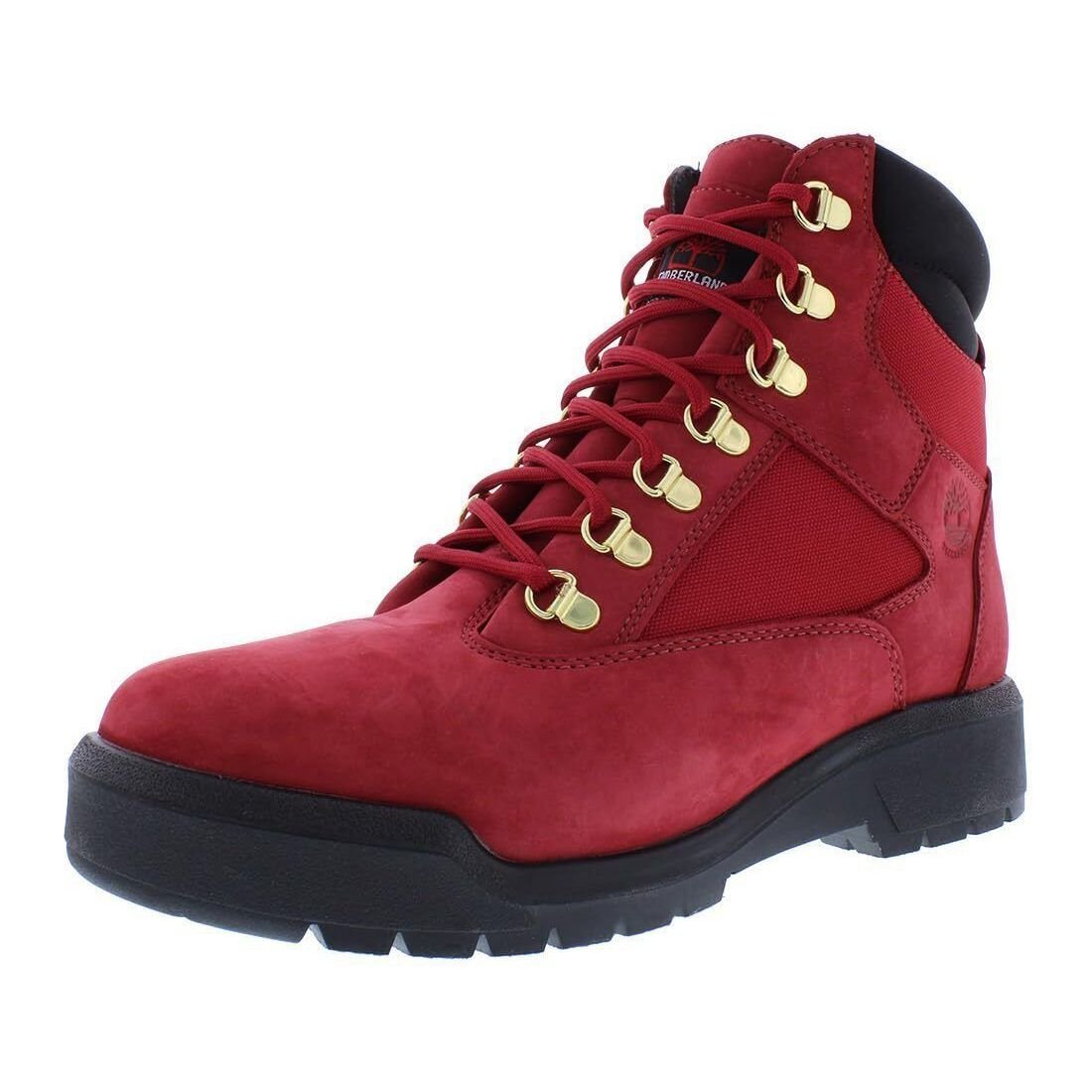 Timberland Field Boot 6 Fabric and Leather Waterproof Dark Red Nubuck 10.5 D