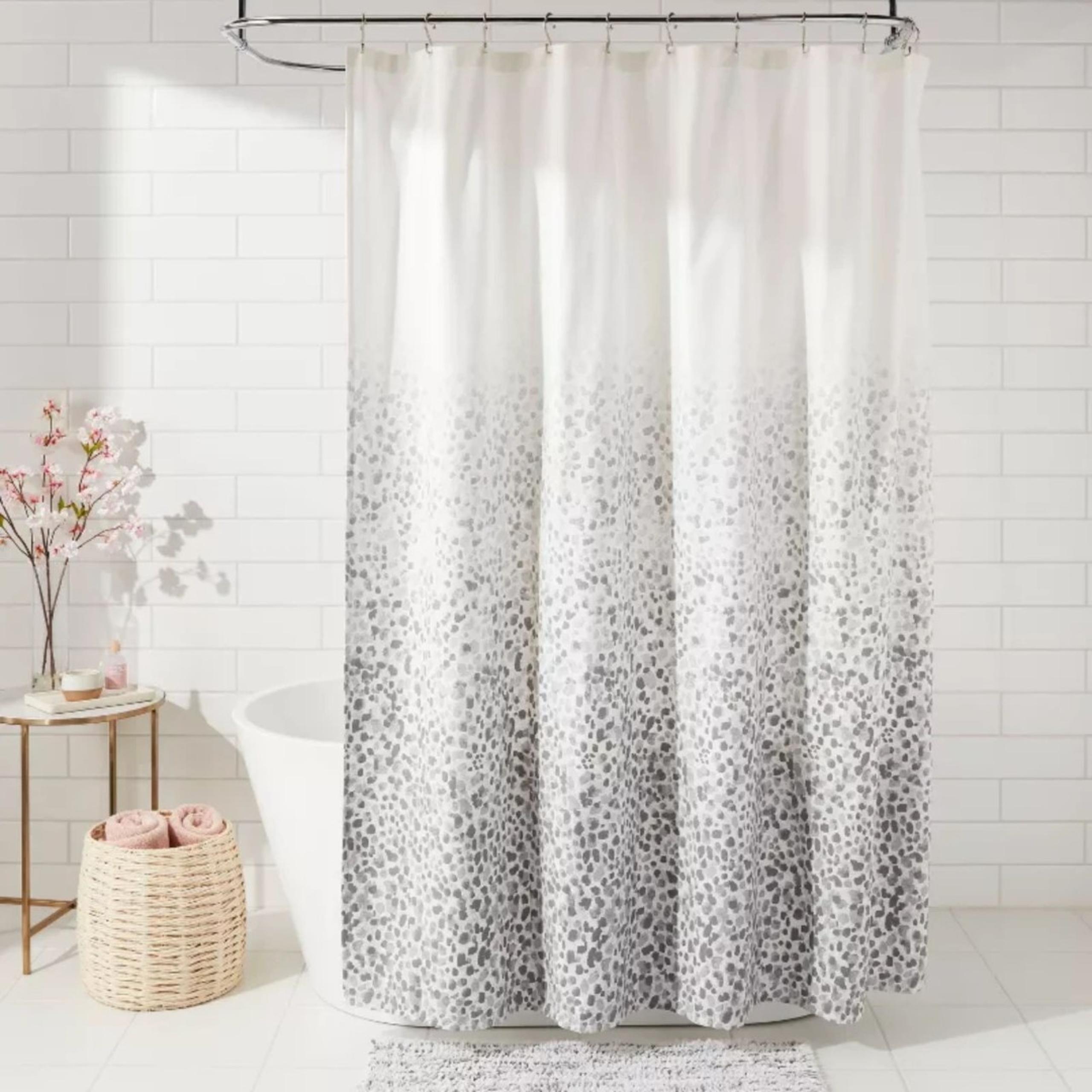 Leopard Glam Home Bath Shower Curtain Ombre Gray - Threshold 100% Cotton, Woven