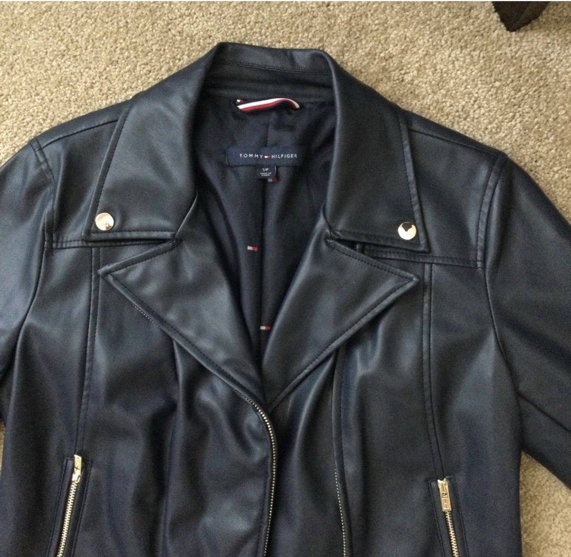 Tommy Hilfiger Navy Leather Jacket