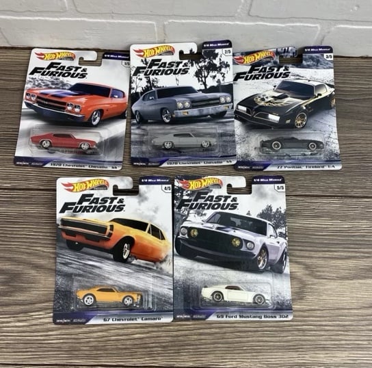 Hot Wheels Premium Fast And Furious 1/4 Mile Muscle Set Of 5