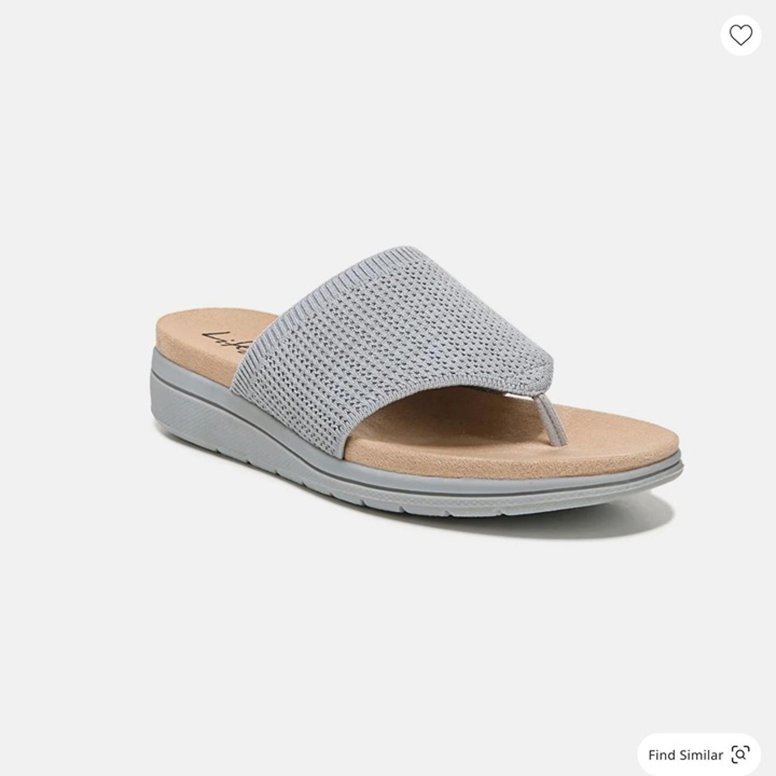 LifeStride Poolside Slip-On Thong Slide Sandals Women's Size 11 in Gray NIB!