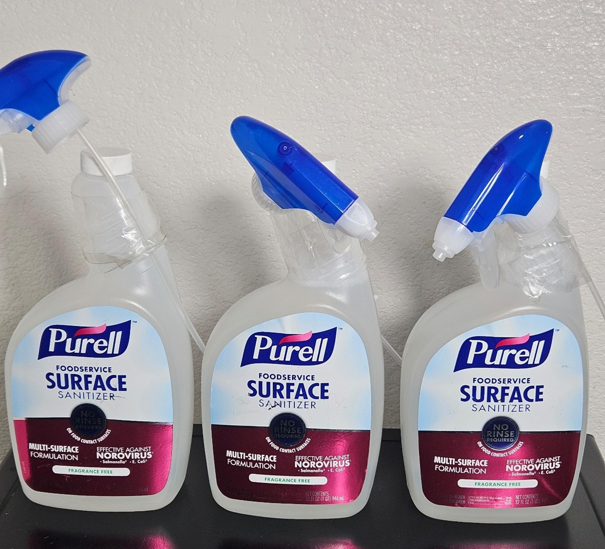 Lot of 3 Purell Foodservice Surface Sanitizer 32 fl. oz Spray Bottles