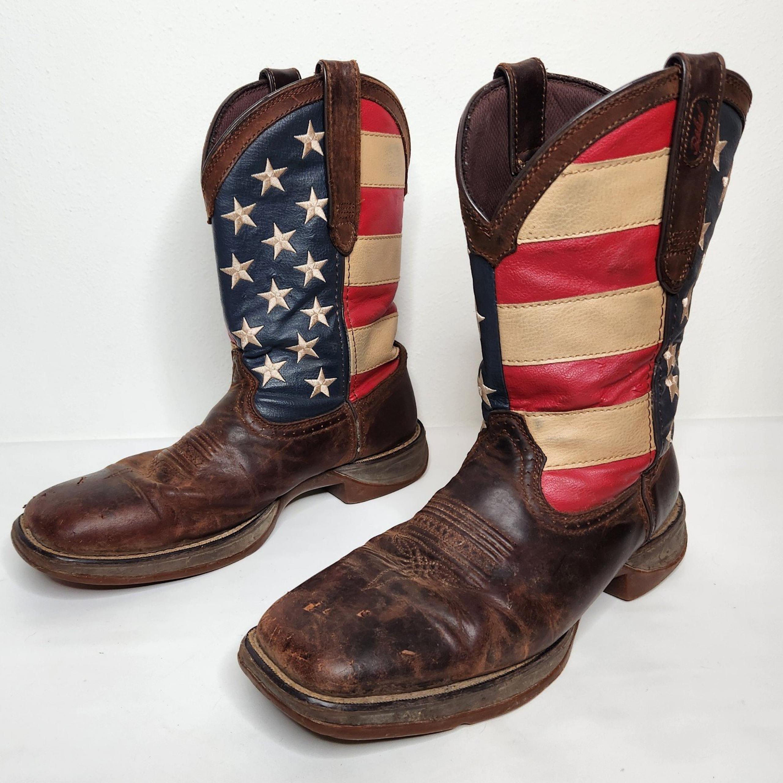 Durango Rebel Cowboy Boots Mens 9D Patriotic Flag Western Pull On Cowboy DB554