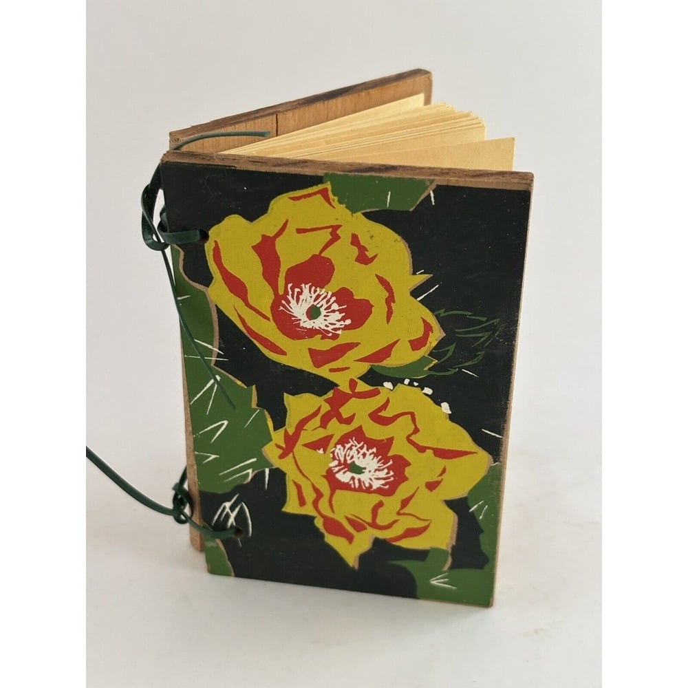 Vintage Handmade Wooden Cover Cookbook 1978 St.George Lady Lions 26 Pages 3x4.5
