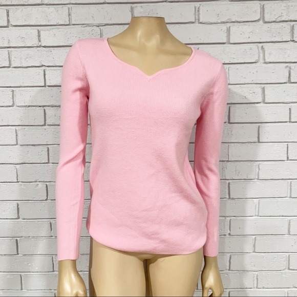 Catherine Malendrino Pink Parfait Sweater With Pearl Sleeves - Size M
