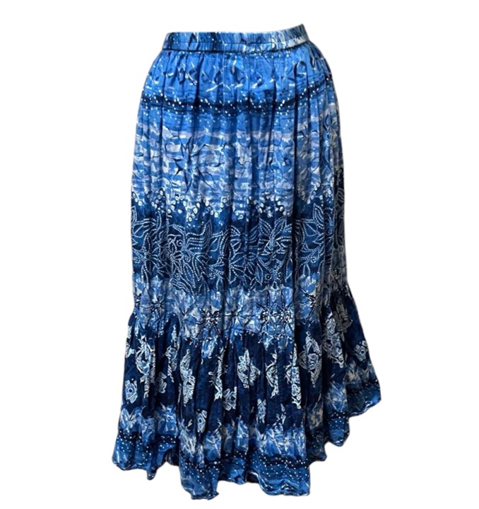 Chadwick's Blue Floral Flare Long Skirt For Women Size XL