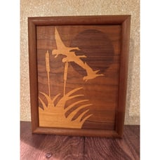 Inlay Flying Geese Wood Picture – Framed & Beautifully Crafted