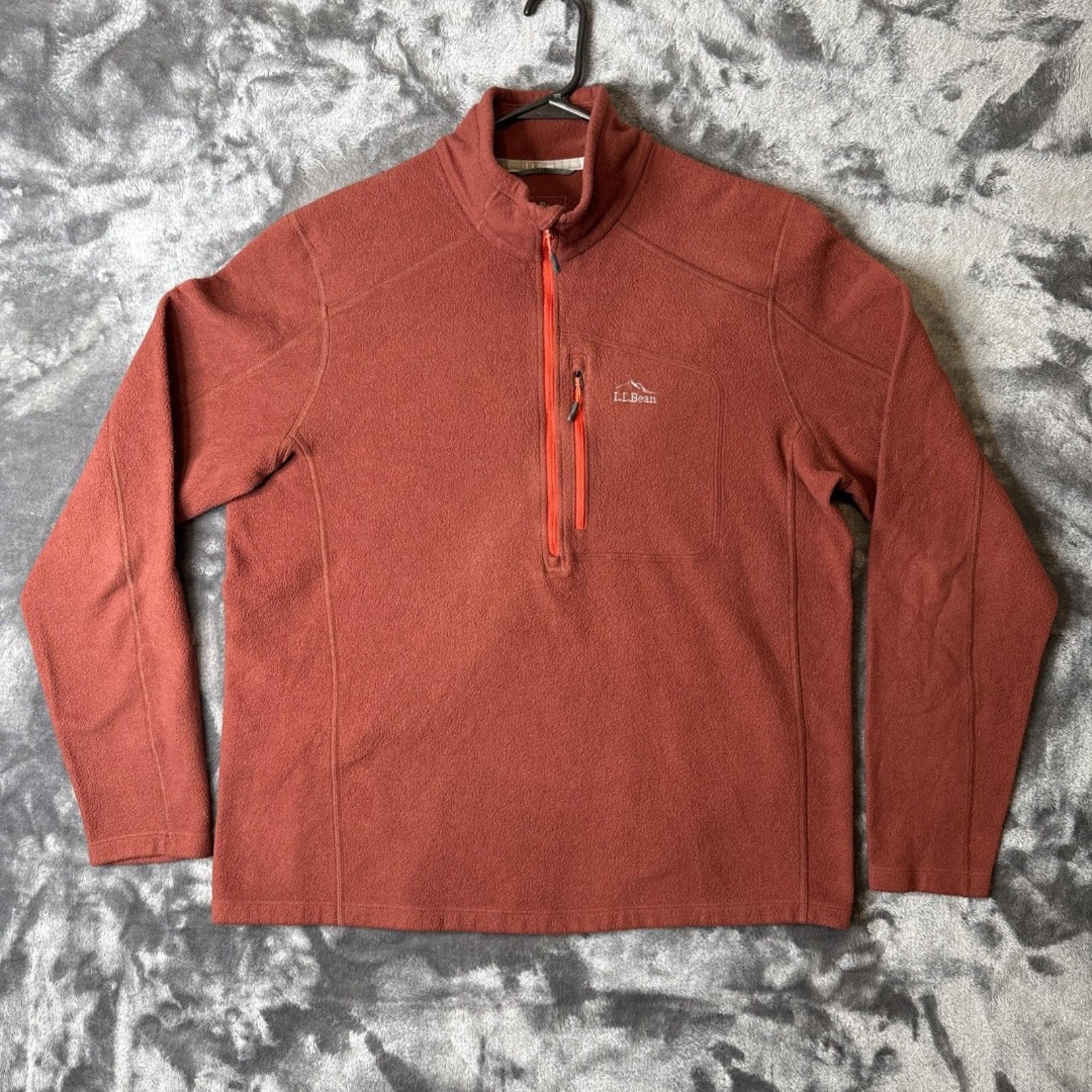 LL Bean Red 1/2 Zip Pullover Fleece Sweater Sweatshirt Jacket Men's Large Reg
