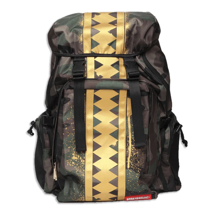 Sprayground Gold Camo Shark Top Gear Bag