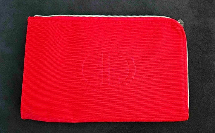 NWT Christian Dior Red Canvas Zipper Clutch Pouch Cosmetic Bag Size One Size