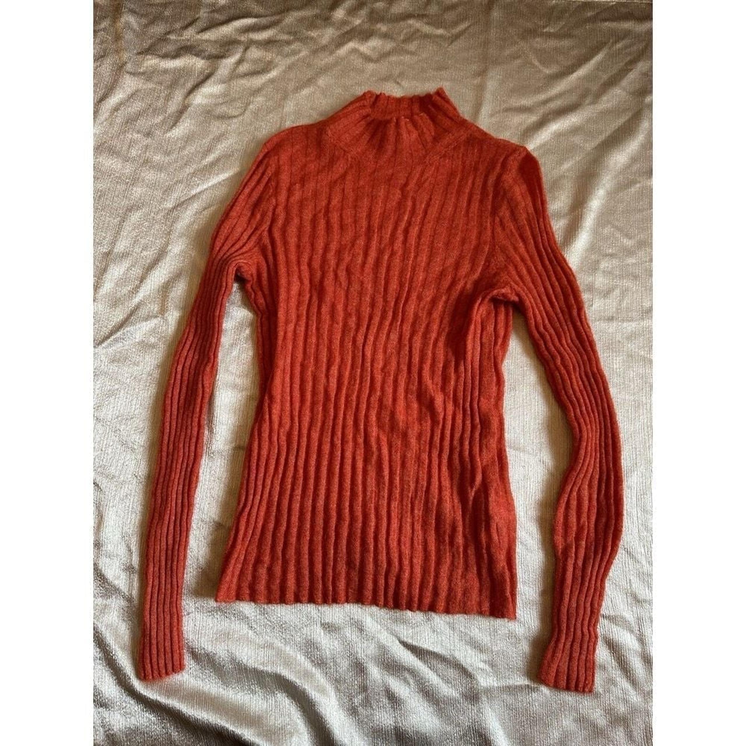 Madewell Alpaca Blend Soft Sweater Medium Ribbed Long Sleeve Orange Womens