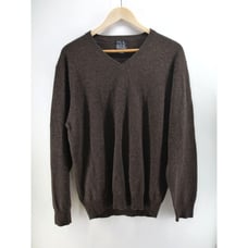 Jos A Bank Sweater Mens L Brown 100% Cashmere V-Neck Pullover Knit Soft