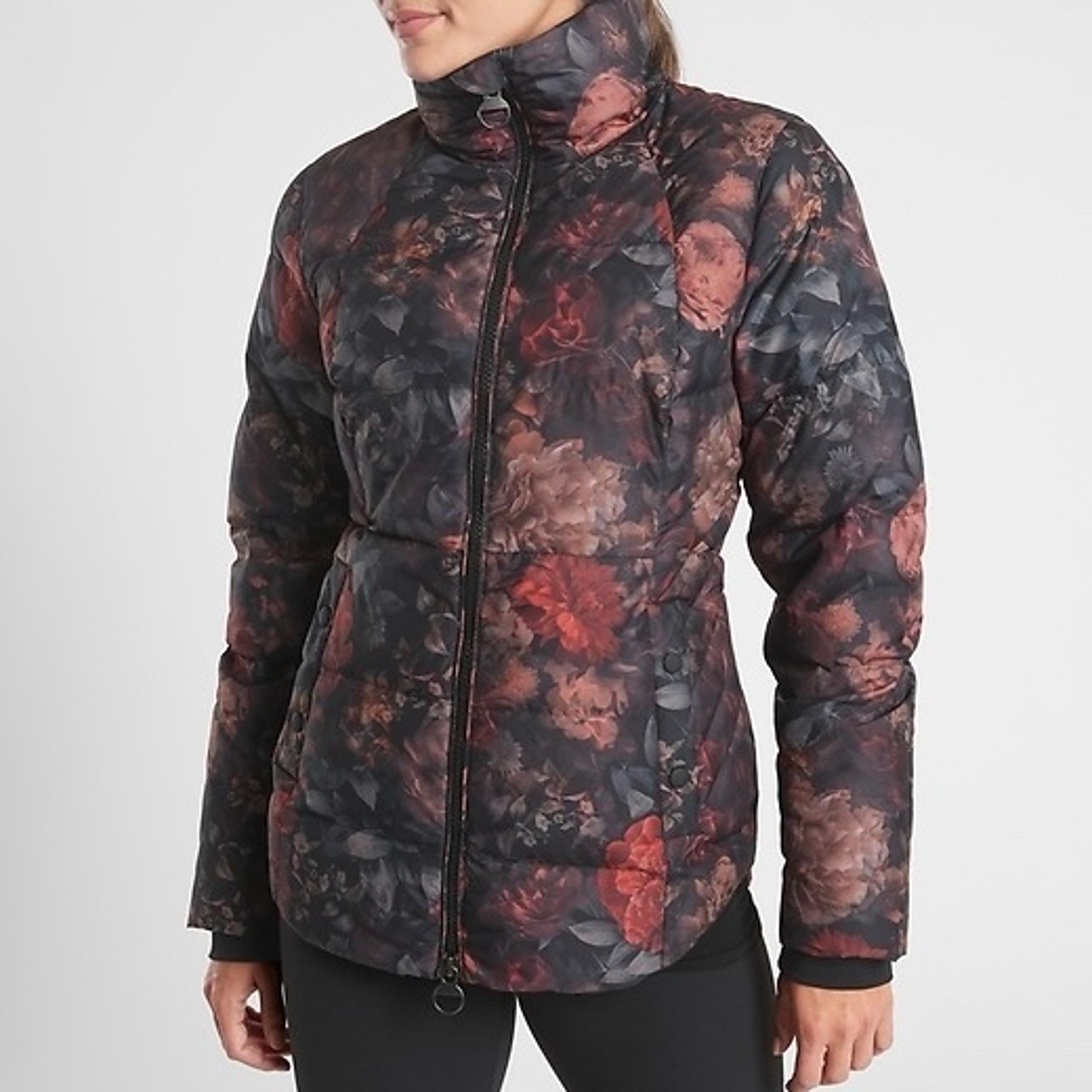 Athleta Downtown Printed Jacket Antoinette Norwegian Grey Floral Size XL