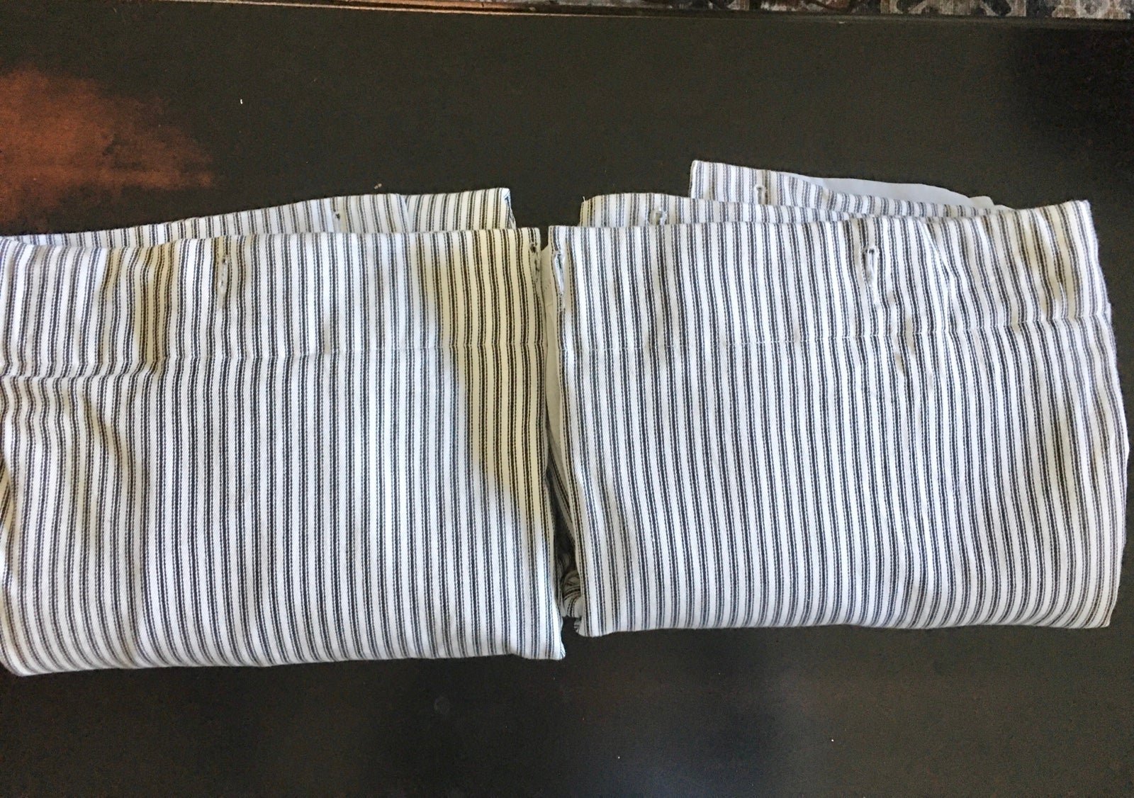 Pottery Barn Emily & Meritt Set Black Ticking Stripe BLACKOUT Curtains
