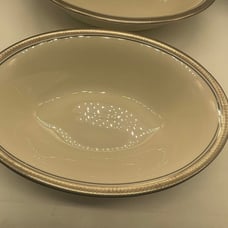 Vintage Pickard Geneva Ivory Oval Serving Bowl Platinum Rim 9 5/8 inch