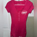 Aeropostale Y2K Short Sleeve Henley Top Hot Pink Medium EUC
