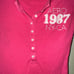 Aeropostale Y2K Short Sleeve Henley Top Hot Pink Medium EUC