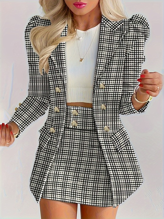 Plaid Print Casual Two-piece Set -nnh7