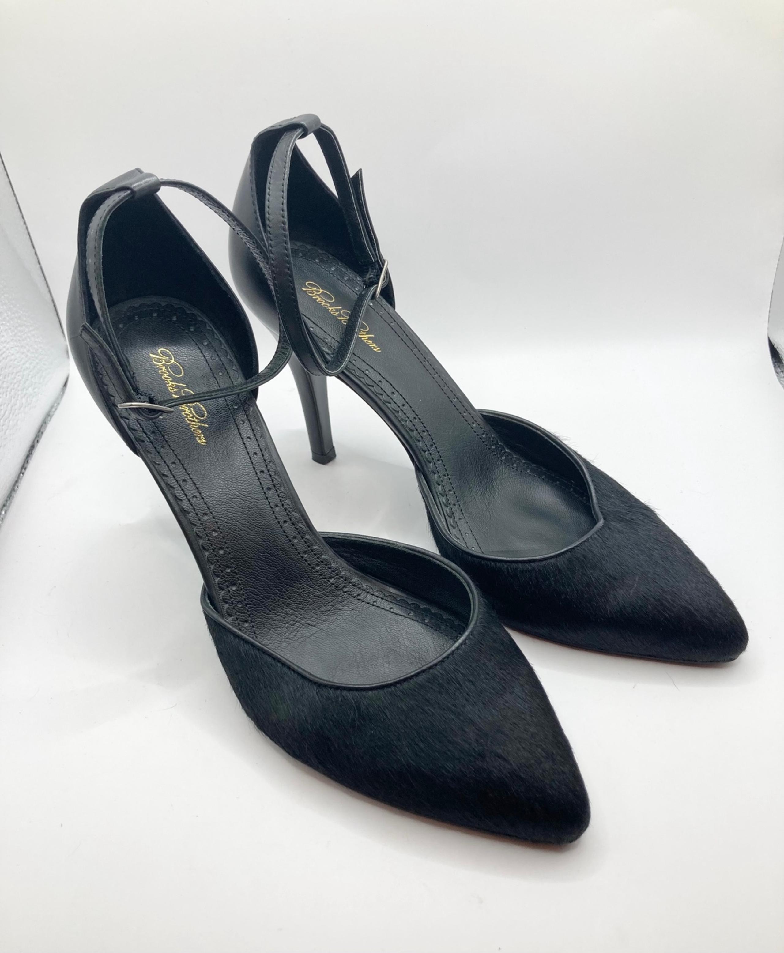 Brooks Brothers Heels Calf Fur Shoes Black Pumps Women's Size 8.5