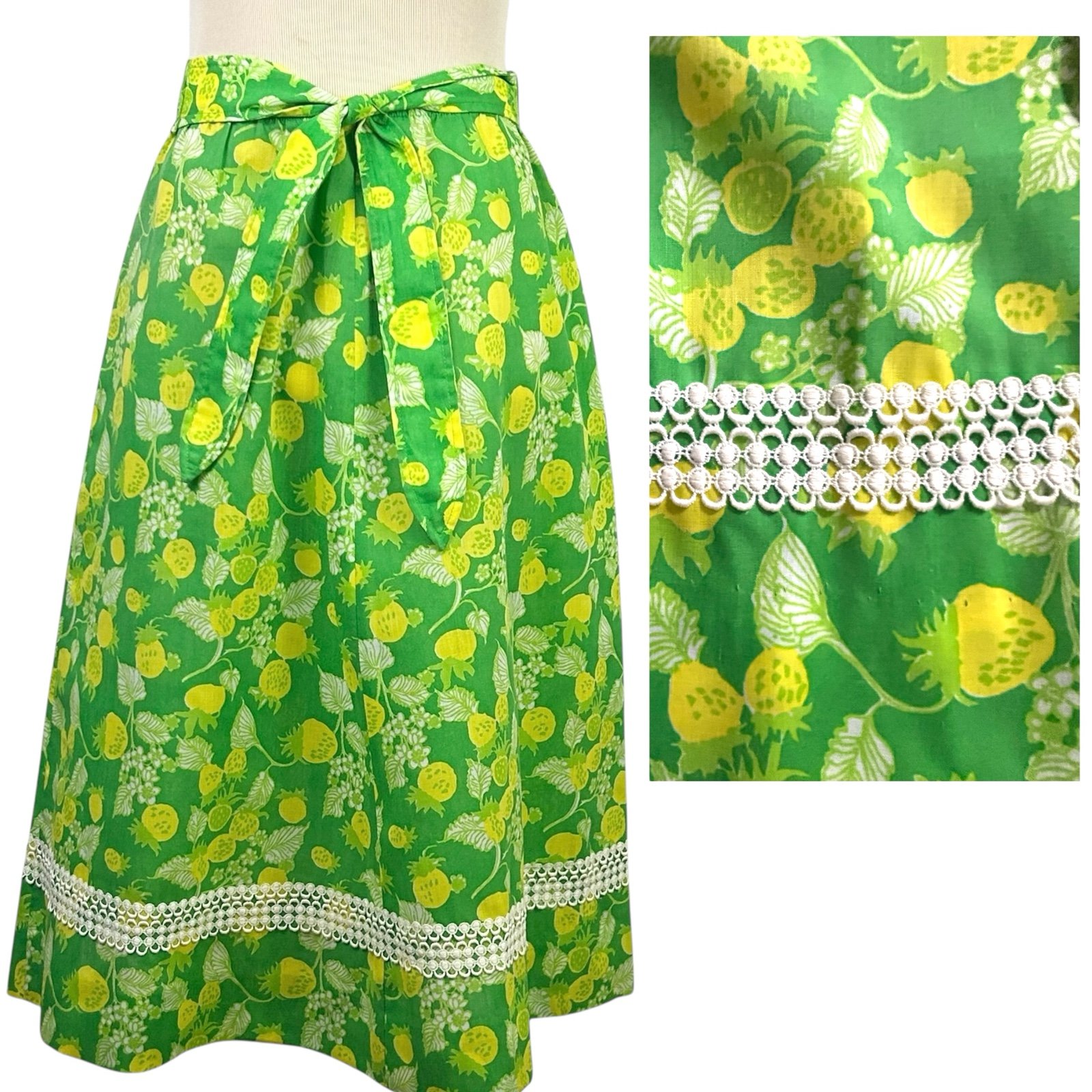 The LILLY PULITZER Vintage Lemon Floral SKIRT 10 VTG Cottagecore Lace Retro RARE