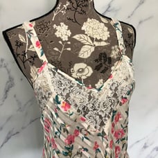Vintage Victoria’s Secret Gold Label Floral Stripe Lace V Neck Tank Top Camisole