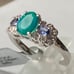CERTIFIED ETHIOPIAN BLUE OPAL, TANZANITE & WHITE TOPAZ STERLING SILVER RING SZ 8