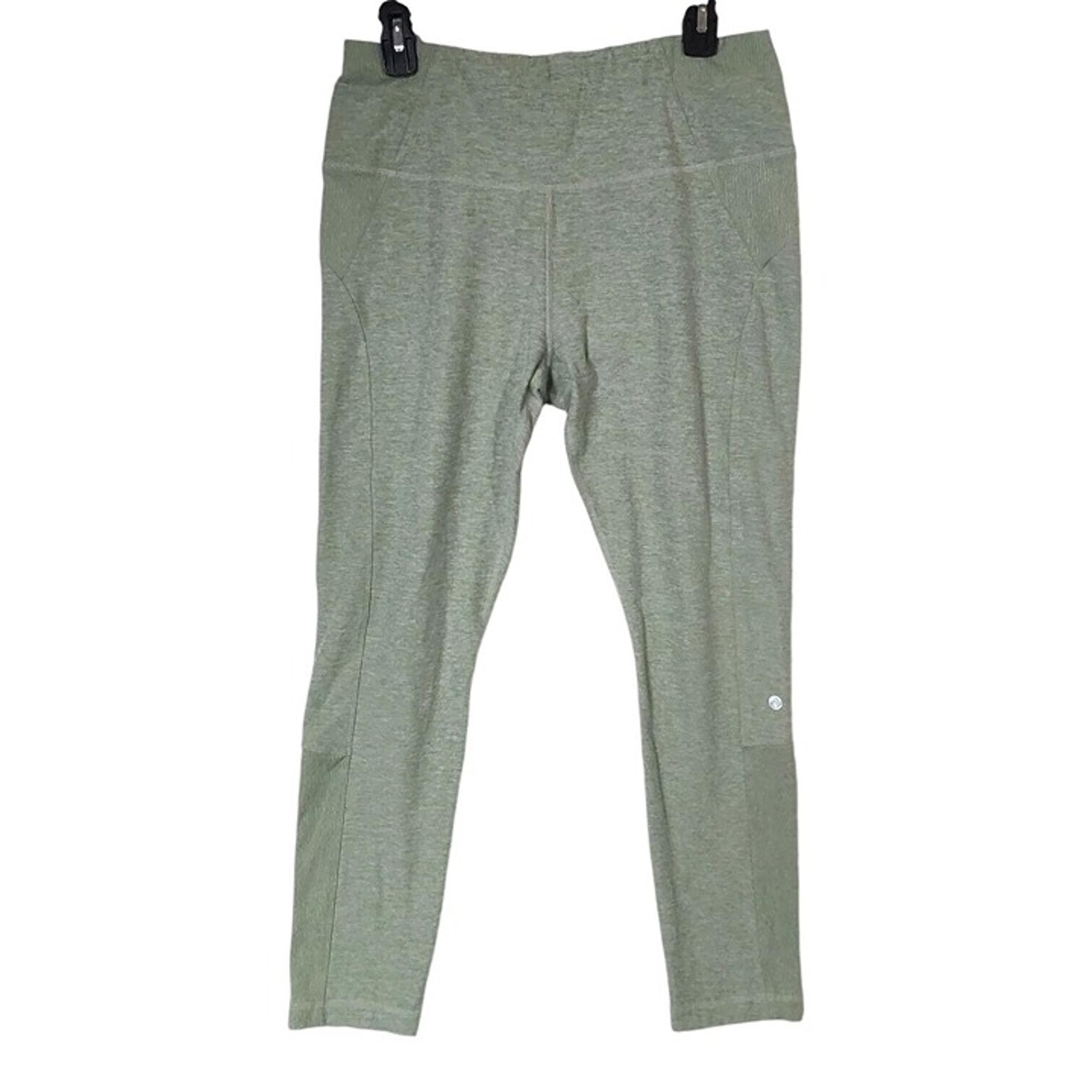 Apana Athletic Leggings Size Large Back Pocket Stretch Solid Green