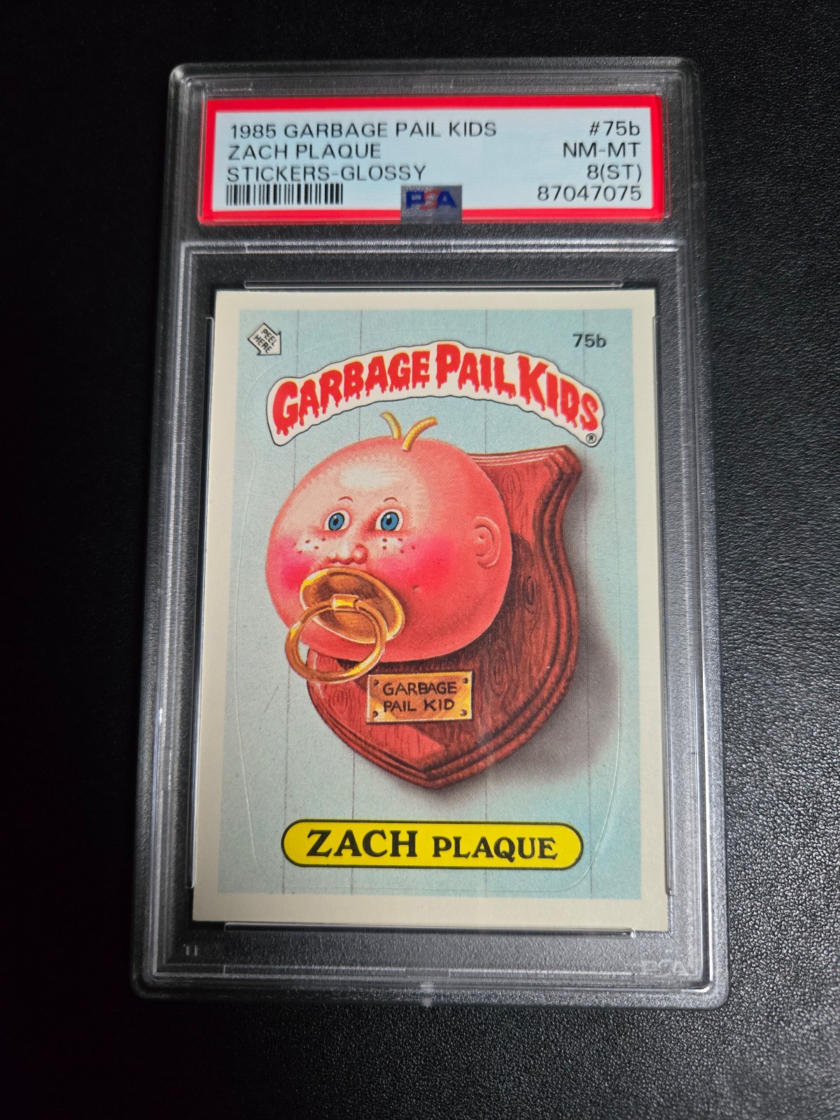 Vintage Rare 1985 Garbage Pail Kid Card Zach Plaque #75b Original Series Graded