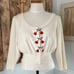 Anthropologie Moth Cropped Button-Up Cardigan Women L Feminine Lace Cherry RARE