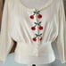 Anthropologie Moth Cropped Button-Up Cardigan Women L Feminine Lace Cherry RARE