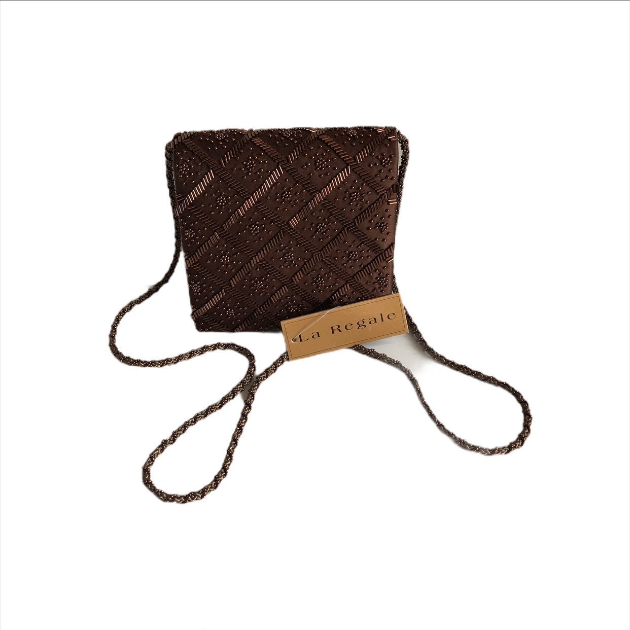 La Regale Bronze Beaded Clutch Bag