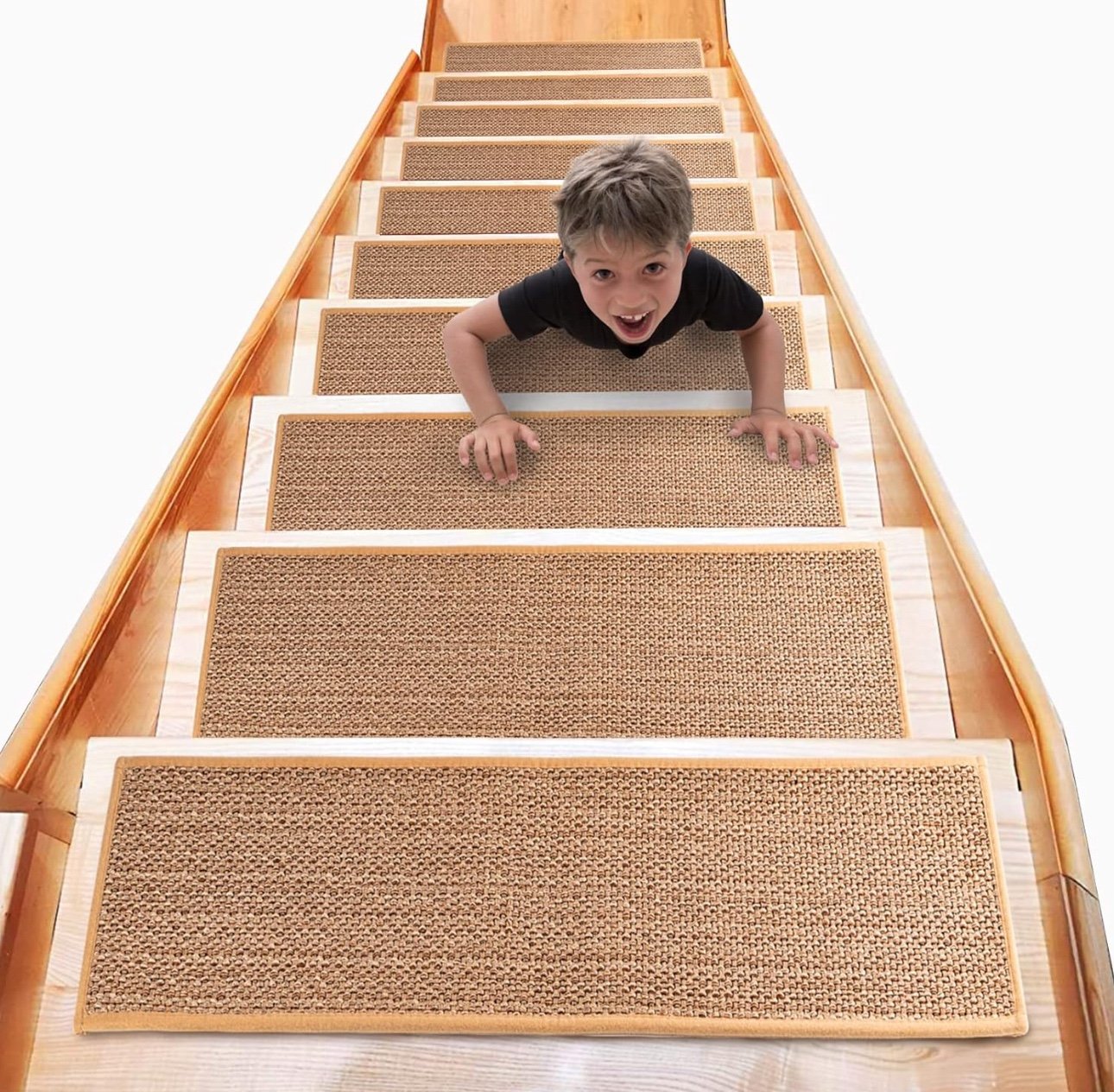 Natural Linen Soft & Comfortable Stair Treads for Wooden Steps Indoor, Stair Tre