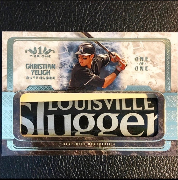 Christian Yelich 1/1 Bat Barrell Game Used Relic Topps Tier One MARLINS BREWERS