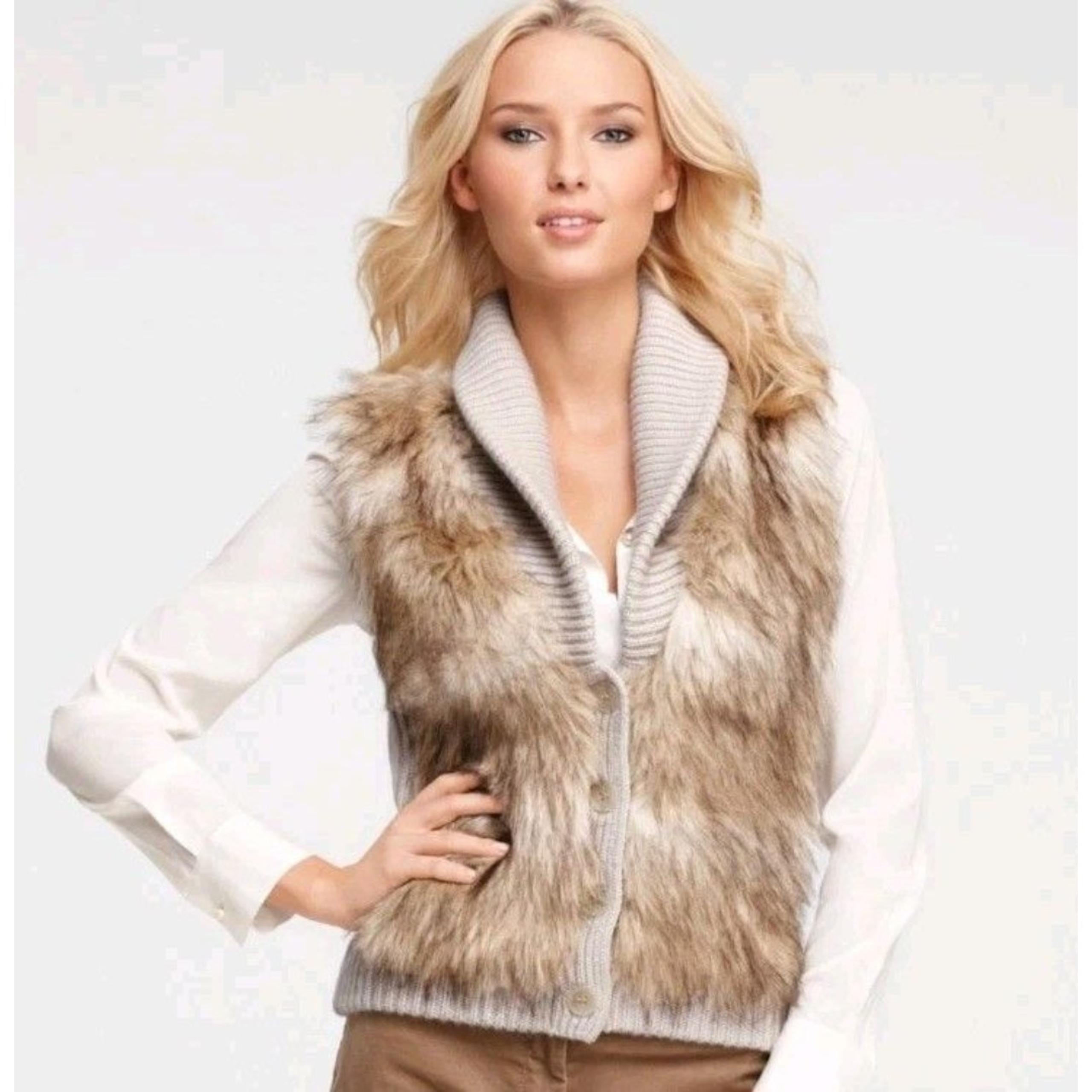 Ann Taylor Faux Fur Chunky Knit Vest size S NWOT