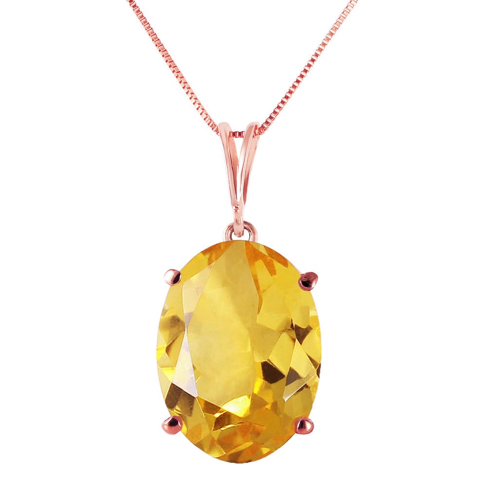 14K. SOLID GOLD NECKLACE WITH OVAL CITRINE (Rose Gold)