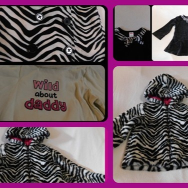 SIZE 4 5 GYMBOREE VINTAGE WILD ONE 4pc BUNDLE JACKET TOPS SKORT ZEBRA WINTER