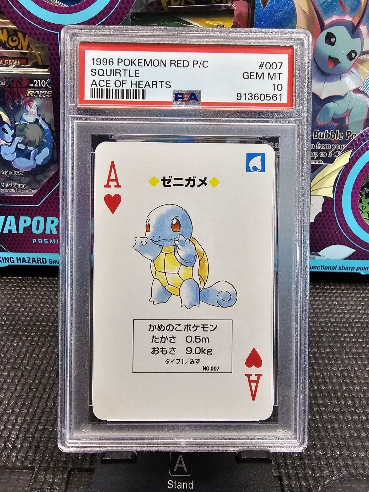 1996 Pokémon Squirtle Red Back Poker Playing Card Ace Of Hearts - PSA 10