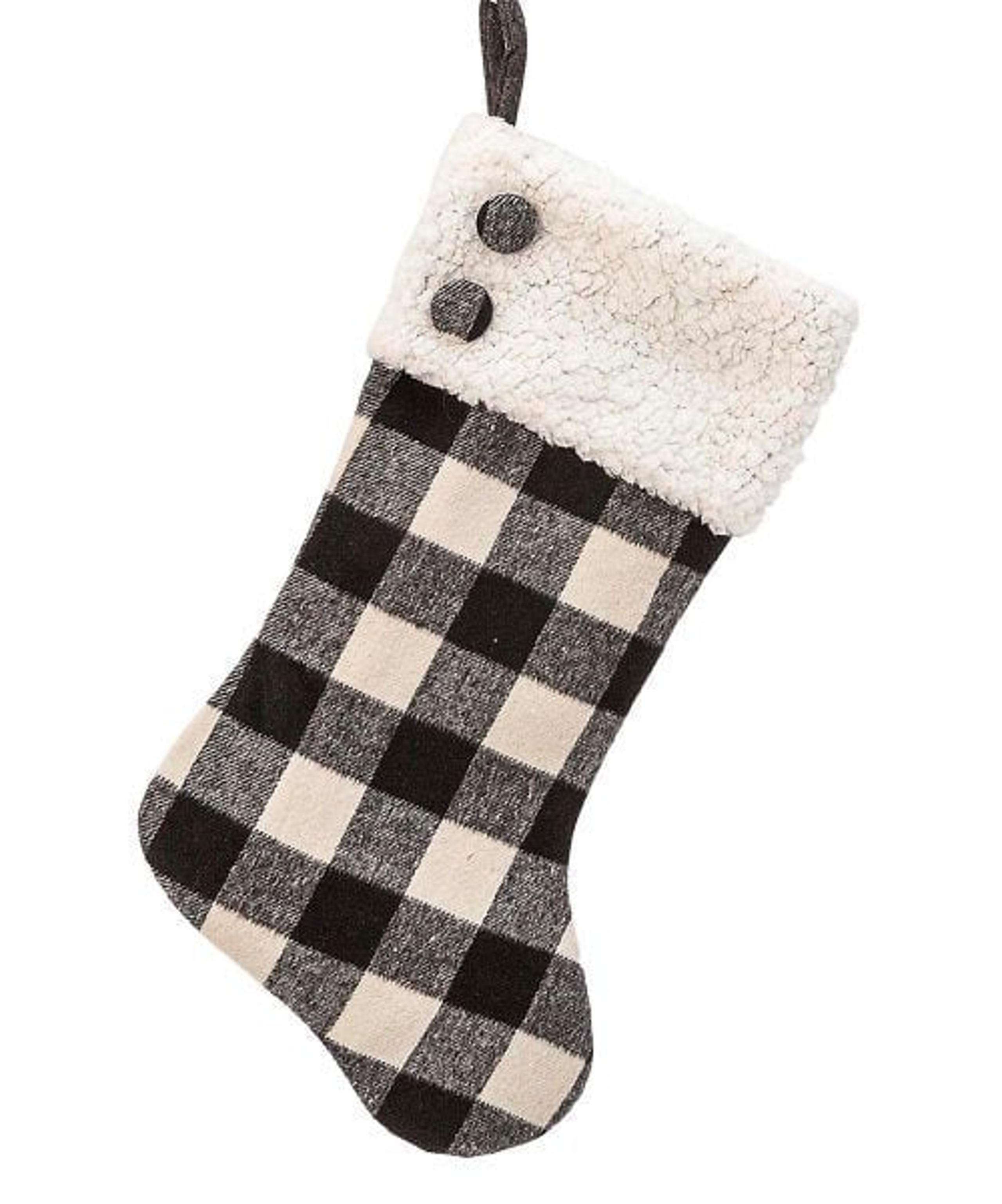 Plaid Sherpa-Accent Stocking - Set of 2