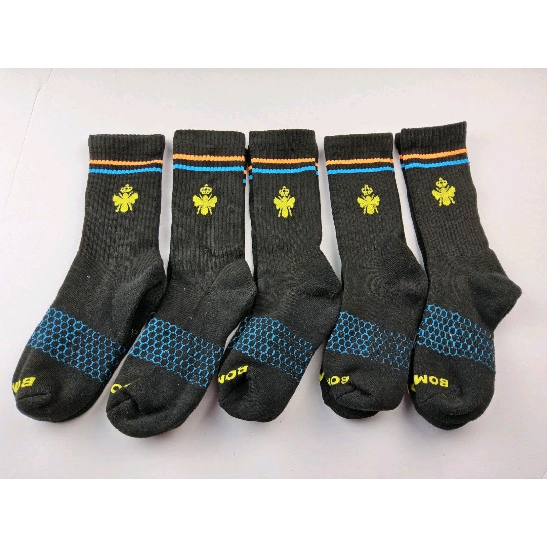 Bombas Original Stripe Crew Socks Lot Of 5 Pairs Size M