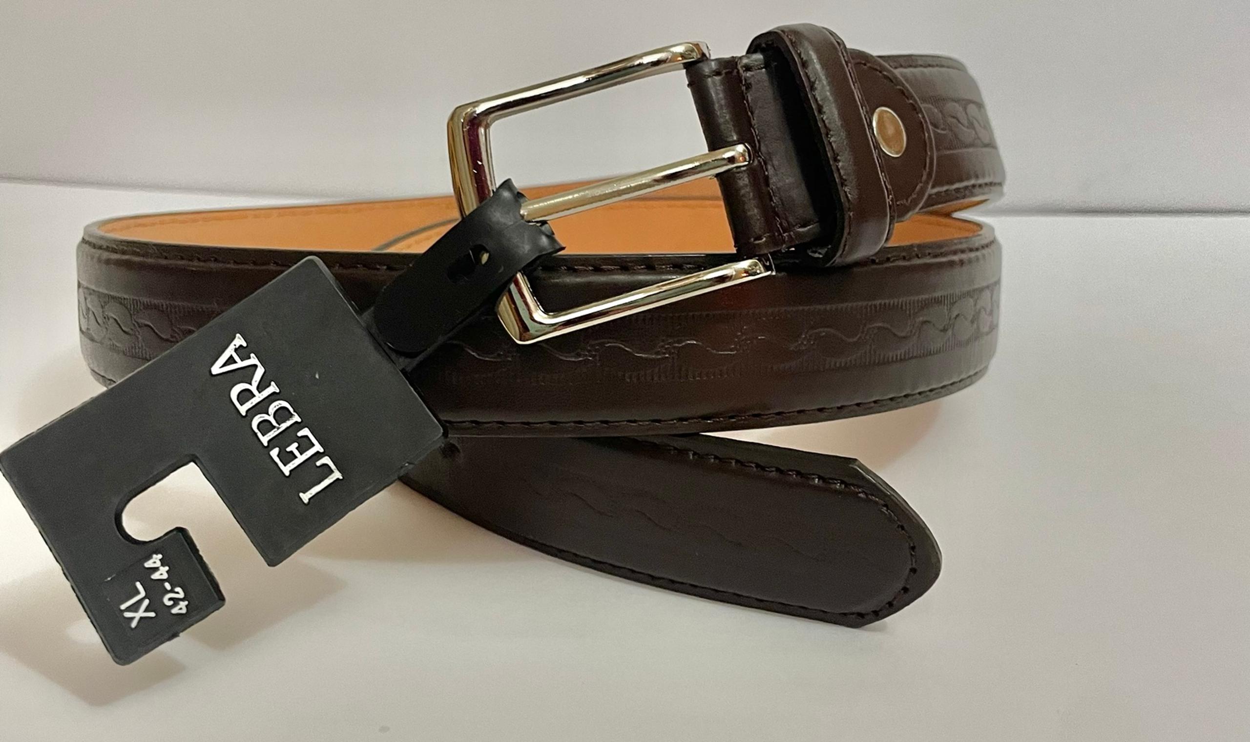 Men’s Lebra Genuine Leather Belt Dark Brown Size XL 42-44
