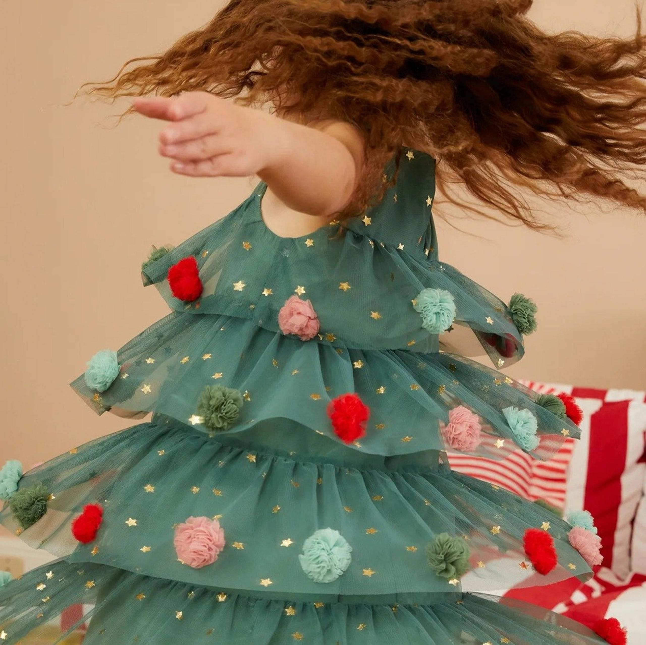 NWT Mini Boden Christmas Tree Tulle Dress 4-5Y