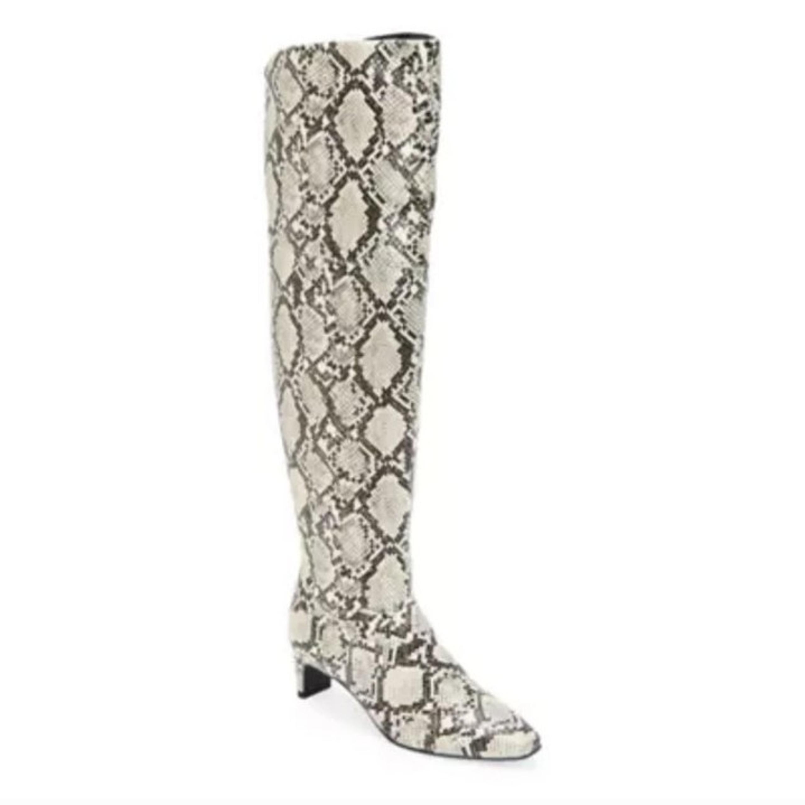 Worthington Womens Natural Snake Stacked Heel Over the Knee Boots