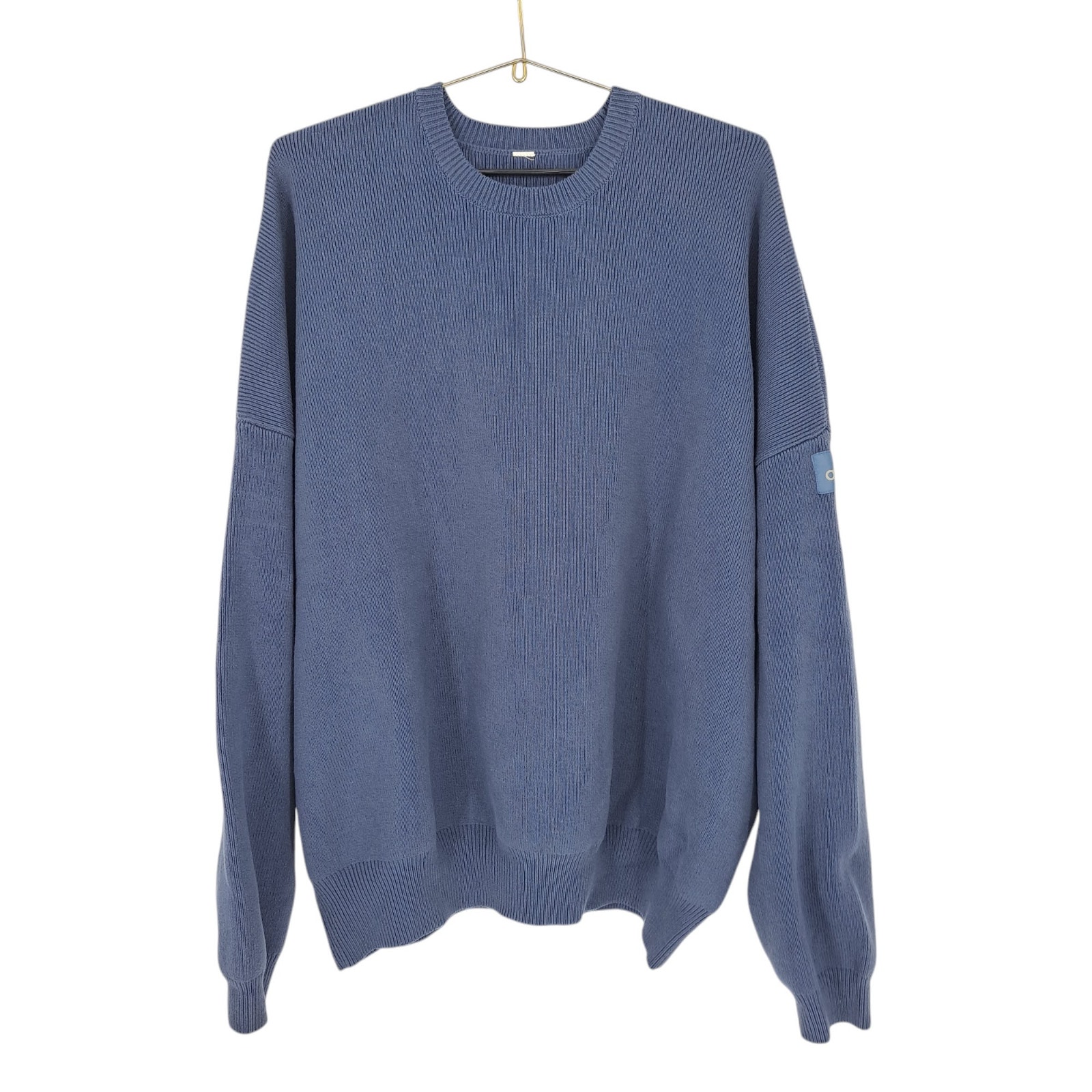 Alo Scholar Crew Neck Sweater Bluestone Unisex Size 2XL Oversized Heavyweight