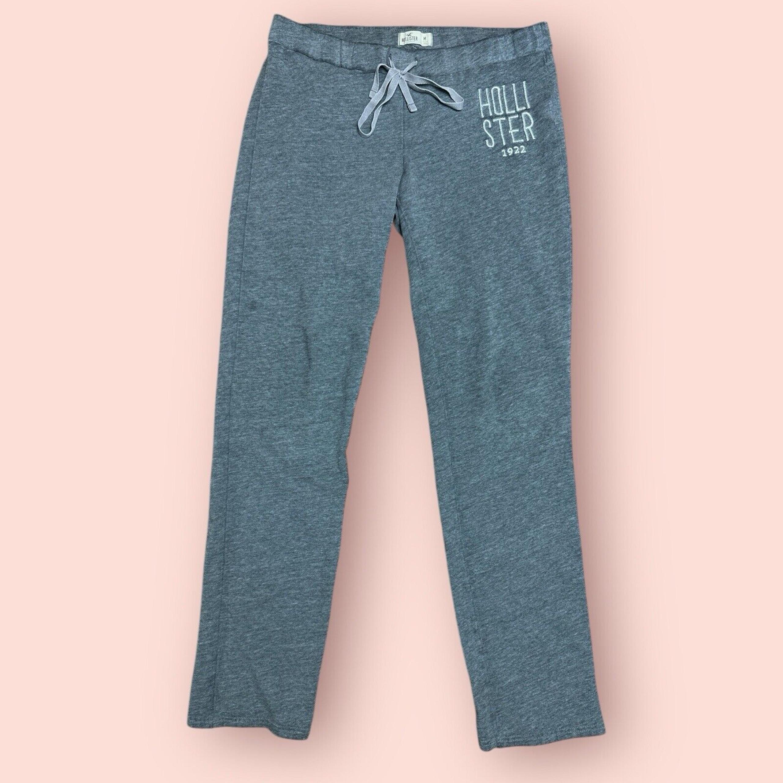 Vintage Hollister Sweatpants Womens Gray Medium Low Rise Y2K Lounge Pants Wide