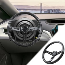 NEW JDM UNIVERSAL 350MM CARBON FIBER Acrylic Deep Dish 6 Holes Steering Wheel