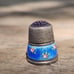 Antique silver enamel and RARE purple glass topped thimble vintage sewing